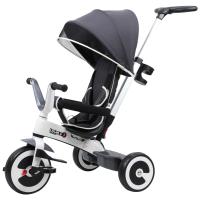 HomCom® Triciclo Bebé 4 en 1 Trolley Trike Bicicletas para Niños +18 Mes Evolutivo Capota Barra y Pedales Desmontables Gris