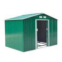 Outsunny Cobertizo de Jardín Exterior Caseta de Jardín Metálica para Almacenamiento de Herramientas con Base Incluida y 4 Ventanas 5,2 m² 277x195x192 cm Color: Verde Oscuro