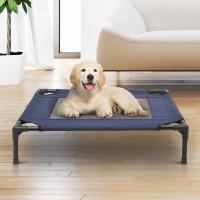 PawHut Cama para Mascotas Interior y Exterior 76x61x18cm Cama para Perros Desmontable Portátil Color Azul y Negro