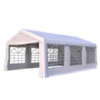 Outsunny Carpa de Jardín Cochera Gazebo 6x4m Pérgola Cenador Pabellón de Acero y PE 6x4x2,8 m Blanco