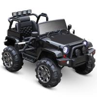 HOMCOM Coche Eléctrico Todoterreno con Mando a Distancia MP3 Luces y Sonidos Apertura de Puerta Batería 12V Control Remoto Carga 30kg para Niños +3 Años 128x78x76cm