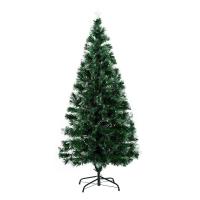 HOMCOM Árbol de Navidad 150cm Artificial Árboles con 180 Luces LED 7 Colores y Estrella Decorativa Brillante Árbol con Soporte Fibra Óptica