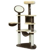 PawHut Rascador para Gatos Rascador de Gatos Barato 153x65x50 cm Árbol para Arañar Poste Centro de Actividades Gato Color Marrón