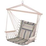 Outsunny Silla Colgante Estampado Floral Hamaca con Cojín Reposacabezas para Interior Exterior 100x106 cm Carga Máx. 105 kg(c-3)