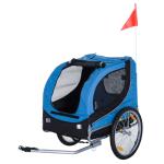 PawHut Remolque Bicicleta Perros Mascota 1 Bandera 6 Reflectores Remolque Bici Azul Negro(c-2)