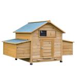 PawHut Gallinero Exterior de Madera con 2 Recintos para Correr Personalizables y Caja Nido Rampa Techo de Asfalto 290x71x119 cm Rojo(c-1)