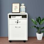 HomCom Cajonera de Oficina y Hogar de Madera Móvil con Ruedas y 2 Cajones - Negro - 41x39x58cm(c-2)