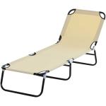 Outsunny Tumbona Plegable Reclinable con Ángulo Ajustable de 3 posiciones para Jardín Exterior Piscina Terraza Camping Carga 120 kg 190x56x28 cm Beige(c-3)