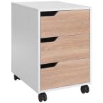 HomCom® Armario Archivador Móvil 3 Cajones Con Ruedas(2 con Frenos)(c-2)