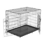 PawHut Transportín de Perro de 2 Puertas Jaula de Alambre para Perros Plegable con Asa Acero 91x61x67 cm Negro(c-3)