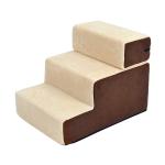 PawHut Escalera para Mascotas Perros Gatos de 3 Peldaños Desmontable y Funda Extraíble Portátil Carga 15 kg 54x40x39 cm Marrón y Beige(c-2)
