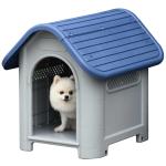 PawHut Caseta de Perro Casa para Perros Medianos con Puerta Metálica con Cerradura Techo Inclinado Base Elevada para Interior Exterior 78x87x81 cm Blanco y Verde(c-1)