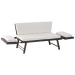 Tumbona tipo Silla Reclinable y Almohada para Exterior - Color Negro Crema - Ratán Aluminio - 195 x 68 x 31 cm(c-1)