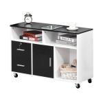 HOMCOM Mueble Auxiliar de Oficina Mueble Archivador con Ruedas Estantes y Cajones Armario Multiusos con Gran Almacenaje 100x35x65 cm Blanco(c-2)