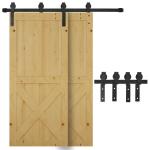 HOMCOM Herrajes Puerta Corredera 200cm Kit de Acero al Carbono Accesorios para 2 Puertas Deslizantes de Madera de 100cm de Ancho Baño Domitorio Cocina(c-2)