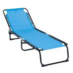 Outsunny Tumbona Plegable y Ajustable de 3 Posiciones Silla Reclinable de Jardín con Sistema de Cordones para Exterior Marco Acero 197x58x76 cm Gris(c-3)