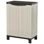 Outsunny Armario de Jardín Cobertizo de Herramientas para Exterior con Doble Puertas Estante Ajustable de 4 Niveles 65x37x91,4 cm Beige(c-1)