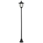 Outsunny Farola Solar con Cargador Solar portátil Protección al Ambiente 6 LED Encendido Automático de 6-8 Horas Instalar Fácil Negro 26,5x177cm DiámxAL(c-2)