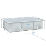 Outsunny Piscina Desmontable Tubular 252x152x65 cm con Depuradora de Cartucho 1,200L/H Piscina Rectangular de Exterior para Adultos y Niños 2163L Azul(c-2)
