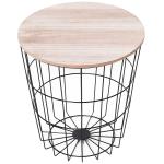 HOMCOM Mesa Auxiliar Redonda Mesa de Centro de Estilo Industrial Perfecta para Salón o Dormitorio con Espacio de Almacenaje Φ39.5x43cm(c-2)