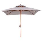 Outsunny Sombrilla de Jardín y Terraza con Parte Superior a Dos Niveles Sistema de Polea Impermeable Poliéster 3x3m Marrón(c-1)