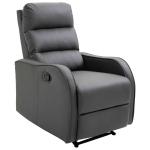 HOMCOM Sillón Relax con Reclinación Manual hasta 160grados con Reposapiés Retráctil Esponja de Densidad Tapizado en PU 65x89x100cm(c-1)
