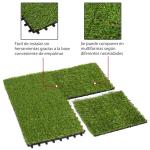 Outsunny Césped Artificial con Altura de Hierba 25mm Tipo Alfombra o Estera de Hierba Sintética de Exterior para Jardín y Terraza 25mm 10 Piezas(c-1)