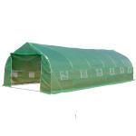 Outsunny Invernadero de Túnel 8x3x2 m Acero y PE 140g/m² Cultivo Plantas Tomates Verduras con 12 Ventanas y Puerta Enrollable Blanco(c-2)