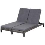 Outsunny Tumbona de jardín para 2 personas Conjunto de tumbonas para piscina 195x120x28 cm Negro y Blanco Crema(c-2)