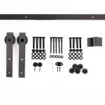 HOMCOM Herraje Puerta Corredera 200 cm Kit de Riel Adecuado para 1 Puerta Granja de Madera de 100 cm de Ancho Acero de Carbono Carga Máx. 90 kg(c-3)