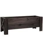 Outsunny Huerto Urbano Jardinera Macetero de Madera Arriate de Jardín Rectangular con Patas para Flores Plantas Cultivos 100x36,5x36 cm Marrón(c-2)