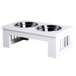 PawHut Comedero Elevado para Perros con Soporte y 2 Cuencos Extraíbles de Acero Inoxidable Alimentador para Mascotas Alimento y Agua 58,4x30,5x25,4 cm Marrón(c-1)
