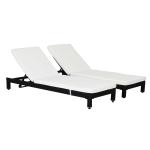 Outsunny Set de 2 Tumbonas de Ratán Chaise Longue con Cojines Acolchados Cubierta Impermeable Silla para Exterior Jardín Patio Terraza Negro(c-2)