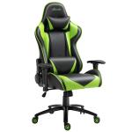 Vinsetto Silla Gaming Ergonómica Silla de Juego Giratoria Ajustable en Altura con Reposabrazos Regulable Reposacabezas y Cojín Lumbar Cuero Sintético 73x71x128-136 cm Verde(c-1)
