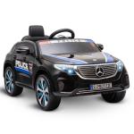 HOMCOM Coche Eléctrico de Policía para Niños Mercedes EQC Batería 12V +3 Años con Mando a Distancia Música Bocina y Faros Doble Apertura 106x68x53 cm Negro(c-2)