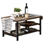 HOMCOM Mesa de Centro Mesa de Café con 2 Estantes para Salón Sala de Estar Dormitorio Estilo Vintage Madera 100x60x46 cm Marrón Rústico(c-4)