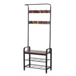 HOMCOM Perchero Metálico Zapatero 3 Estantes 8 Ganchos Colgador para Zapatos Ropas 72x34x185cm(c-1)