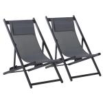 Outsunny Conjunto de 2 Tumbonas Plegables con Respaldo Regulable en 5 Posiciones y Reposacabezas Acolchado Incorporado 58x96.5x91.5 cm Blanco(c-1)
