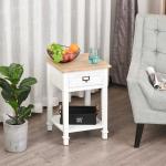 HOMCOM Mesita de Noche Mesa Auxiliar Multifuncional Diseño Retro Envejecido con Cajón y Estante Revestimiento Pintura 39,8x39,8x60,5cm(c-2)