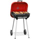 Outsunny Barbacoa de Carbón Picnic con Ruedas y Estante Parilla de Carbón Vegetal BBQ Jardín Exterior Ahumador Parilla Acampada 45x47.5x70cm(c-2)