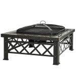 Outsunny Brasero Exterior de Metal Multifuncional tipo Calentador 3 en 1 como Pozo de fuego/BBQ/Cubo de Hielo 81x81x46cm(c-2)