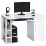 HOMCOM Mesa Escritorio para PC Mesa de Ordenador con Estantes abiertos y baldas Ajustables Armario Soporte para CPU y Bandeja Extraíble 120x60x74 cm Negro(c-1)