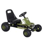 HomCom Go Kart Coche de Pedales Racing Deportivo con Asiento Ajustable Embrague y Freno 99x65x56cm Marco Acero Negro y verde(c-2)