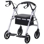 HOMCOM Andador para Adultos Plegable con Asiento Frenos Reposapiés y Bolsa de Almacenaje 75.5x58x84-99 cm Gris y Negro(c-1)