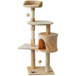 PawHut Árbol Rascador para Gatos Torre de Escalada con Plataformas Caseta Bola y Cuerda de Juego Poste de Sisal 48x40x100 cm Beige(c-1)