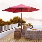 Outsunny Sombrilla Parasol Reclinable con Manivela de Aluminio con Tela de Poliéster para Jardín Patio Terraza - Φ2.7x2.35m Rojo oscuro(c-3)