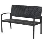 Outsunny Banco de Jardín de 2 Plazas Metal con Respaldo Alto y Reposabrazos para Exterior Parque Patio Terraza Estilo Rústico Carga Máx. 220 kg 108x63x80,5 cm Negro(c-2)