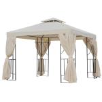 Carpa Cenador para Jardín o Terraza - Color Crema - Acero y Poliéster - 3x3x2,6 m(c-3)