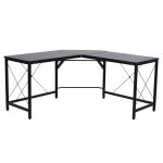 HOMCOM Escritorio Mesa de Ordenador PC para Oficina Hogar Tipo Mesa Esquinera Forma L Marco Acero 150x150x76cm Negro(c-2)