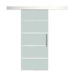 HOMCOM Puerta Deslizante de Vidrio Puerta Corredera Cristal Puertas de Interior Puerta de Granero Estilo Granero 75x210cm Transparente(c-1)